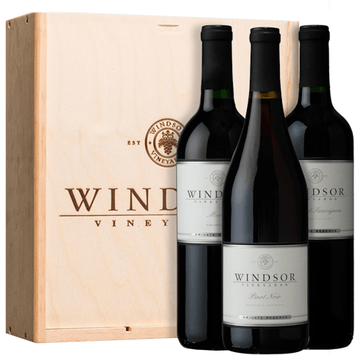 Windsor Sonoma Soiree 3-Bottle Set with Wooden Gift Box