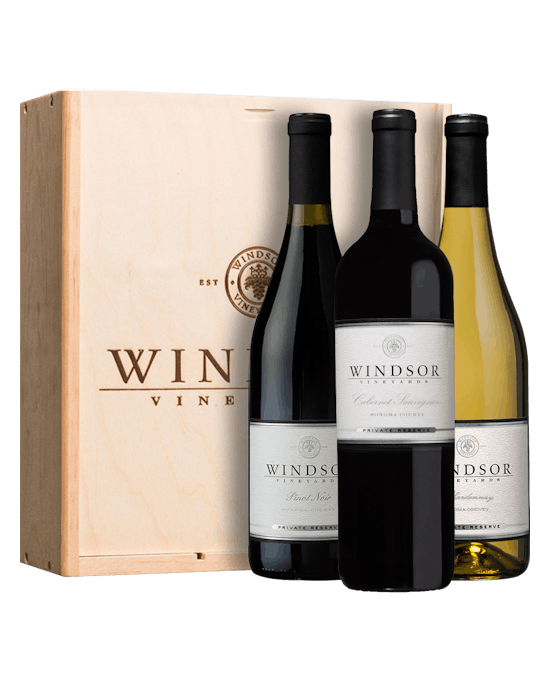 Windsor Signature Sonoma 3-Bottle Set with Wooden Gift Box - Click for more information
