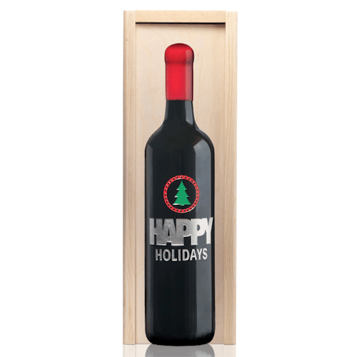 Happy Holidays Etched 1-Bottle Gift Set
